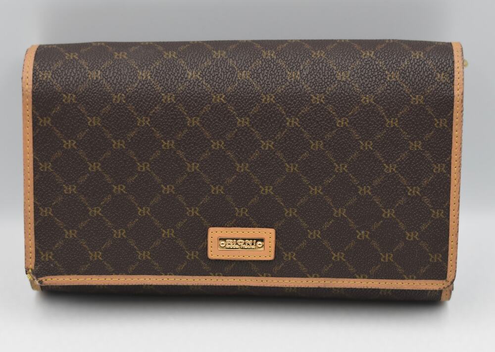 Rioni Brown Signature Leather Clutch/Crossbody Handbag READ